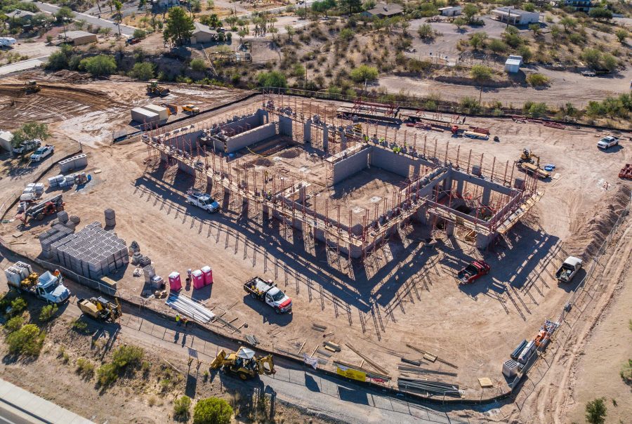 This building has a lot of pillars up to get built on. Hirschi Masonry of Las Vegas, Nevada