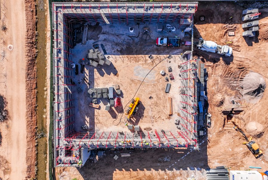 This construction site is being worked on by Hirschi Masonry in Las Vegas, Nevada.