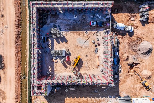 This construction site is being worked on by Hirschi Masonry in Las Vegas, Nevada.