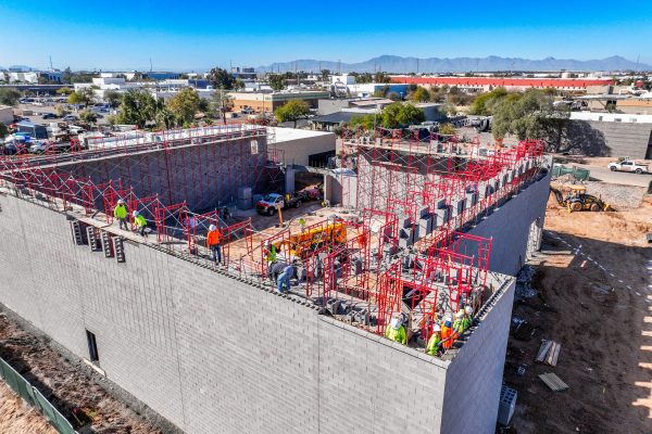This building is a work in progress, with many men working on it as well. Hirschi Masonry of Las Vegas, Nevada