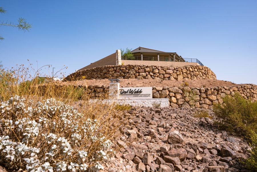 Hirschi Masonry built the rock sign and wall for Del Webb at Lake Las Vegas.