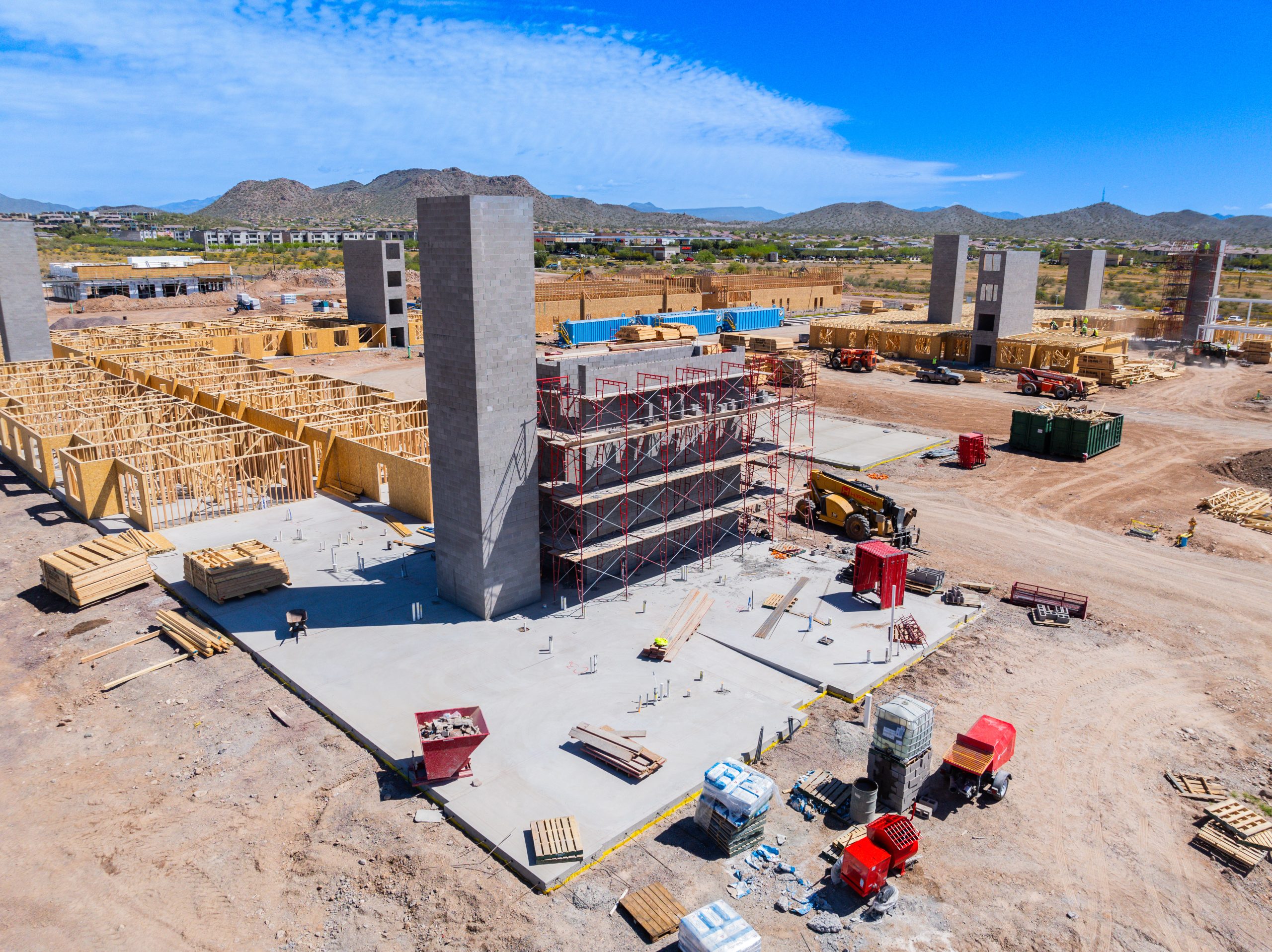 Hirschi Masonry working on a big commercial project in Las Vegas, Nevada.
