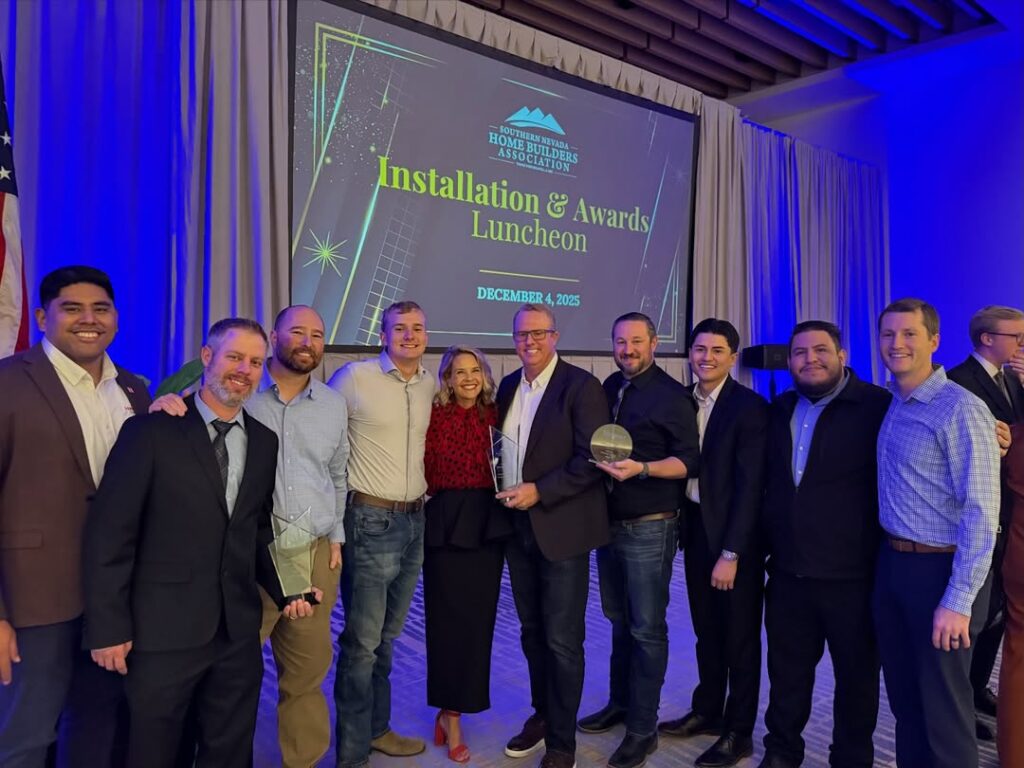 The company of Hirschi Masonry in Las Vegas, Nevada, holds awards received by the Southern Nevada Home Builders Association.